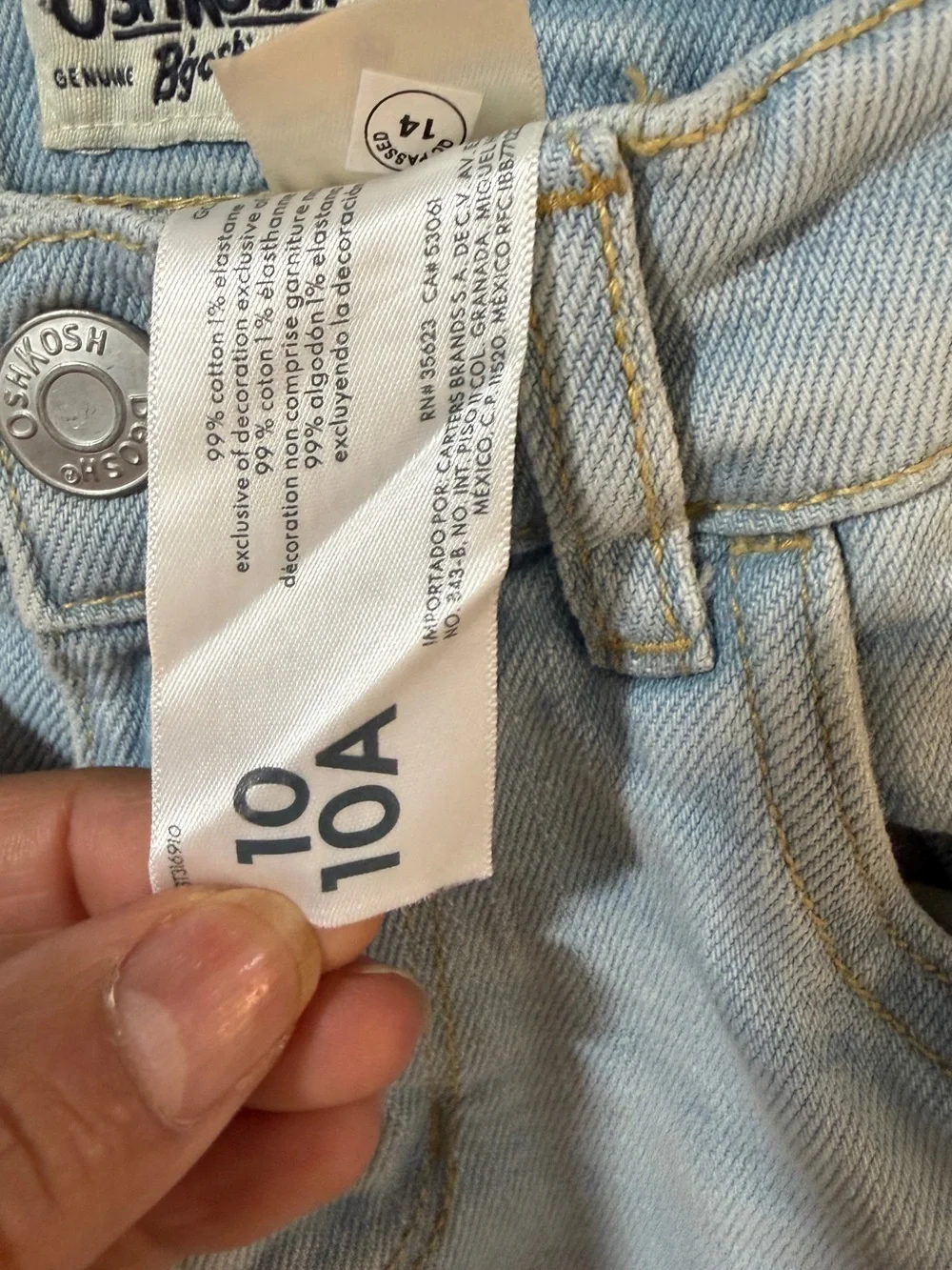 OshKosh B'gosh Pale Blue Relaxed Straight Jeans Size 10A/10